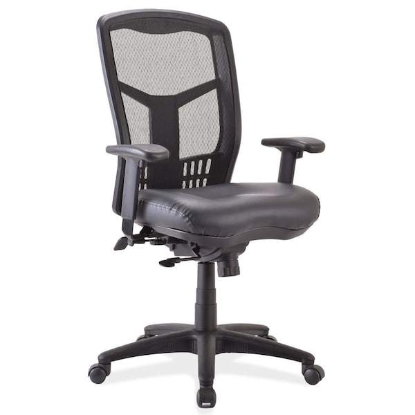 Officesource CoolMesh Synchro, High Back Mesh Chair with Seat Slider, Upholstered Seat and Black Frame OSTW8907PBK - main